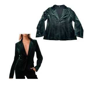 SINGLE BUTTON VELVET BLAZER